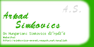 arpad simkovics business card